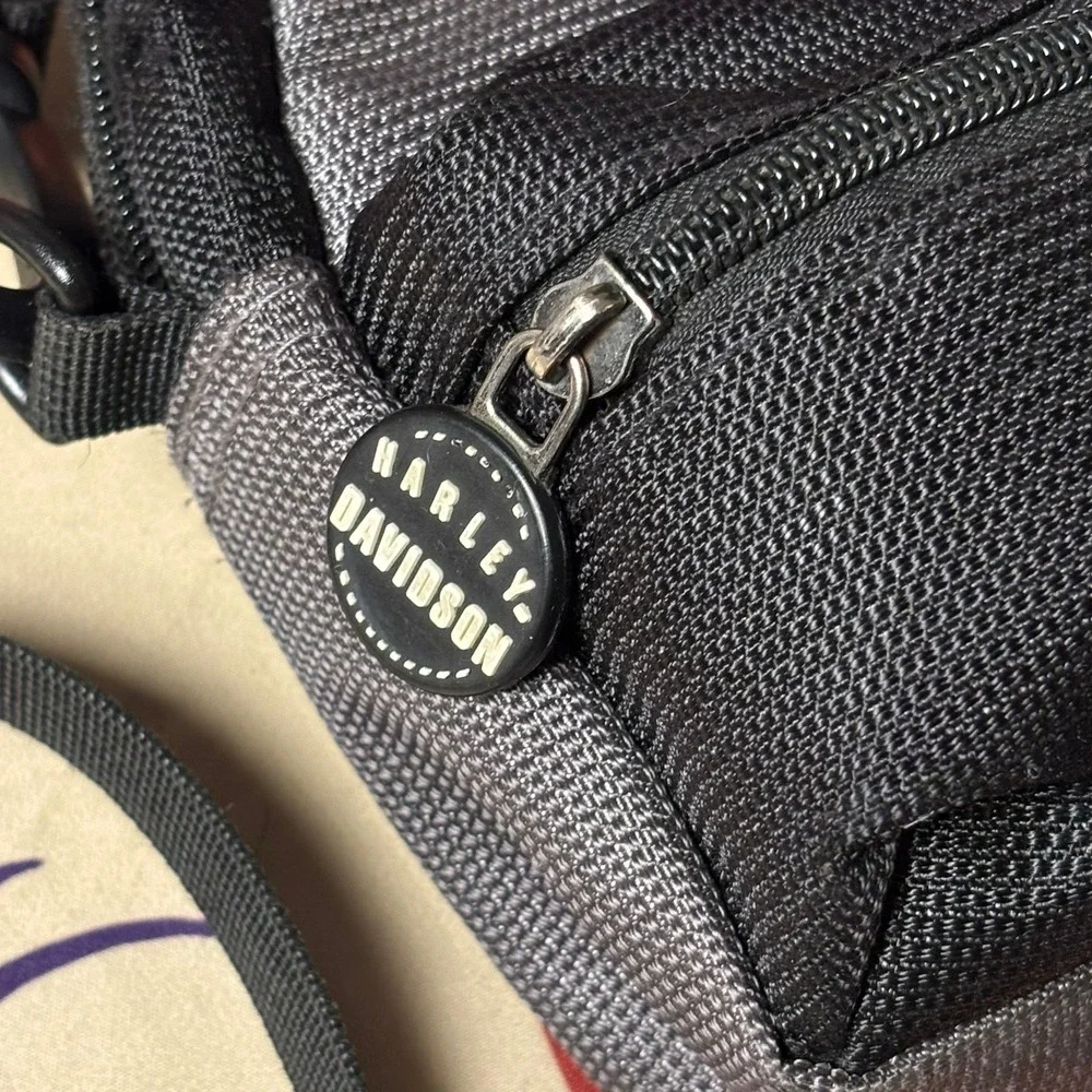 Harley Davidson Crossbody Bag Black Grey Biker Utility Small Motorcycle Logo Zip